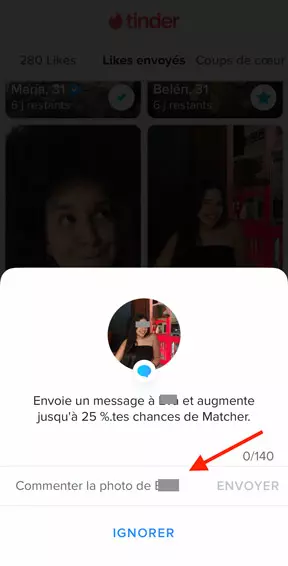 Superlike tinder message.