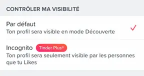 Mode incognito pour tinder anonyme.