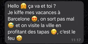 Message WhatsApp avec trop d'emojis.